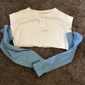 90’s Street Style Denim Sleeve Tee